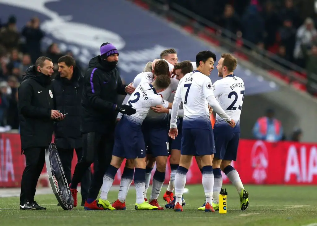 Tottenham players celebrate