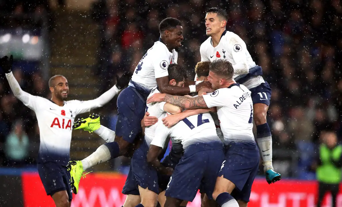 Tottenham players celebrate win over Crystal Palace