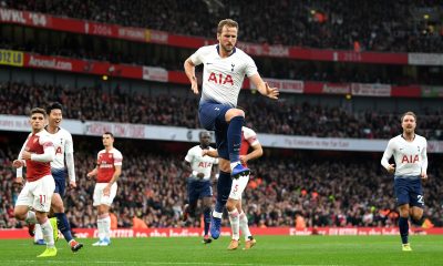Harry Kane scores for Tottenham against Arsenal