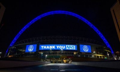 The Tottenham Hotspur Stadium was illuminated in blue to show support to the NHS