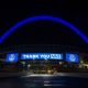 The Tottenham Hotspur Stadium was illuminated in blue to show support to the NHS
