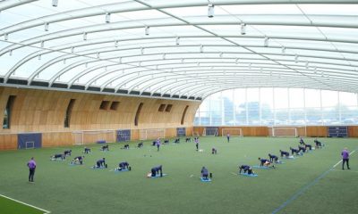 Tottenham players in indoor training session