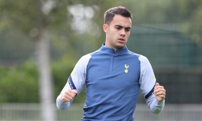 New signing Sergio Reguilon in training (Twitter/SpursOfficial)
