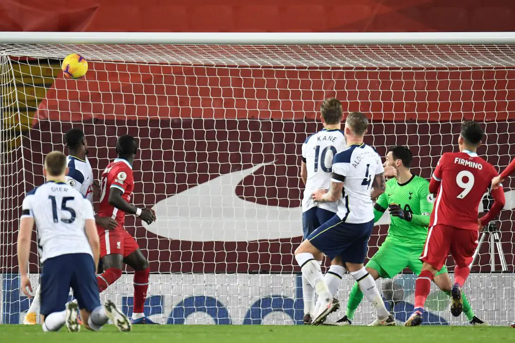 Roberto Firmino scores the winning goal for Liverpool against Tottenham Hotspur. (GETTY Images)