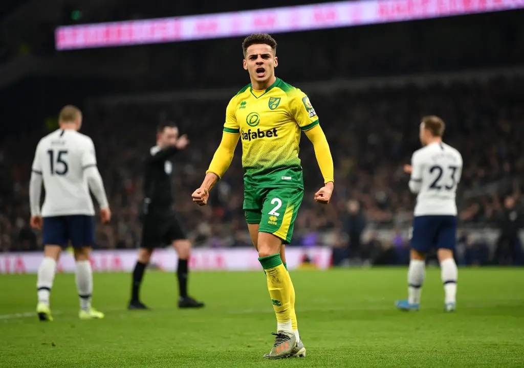 Max Aarons in action for Norwich City against Tottenham Hotspur. (GETTY Images)