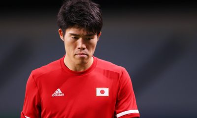 Takehiro Tomiyasu for Japan at the 2020 Tokyo Olympics.