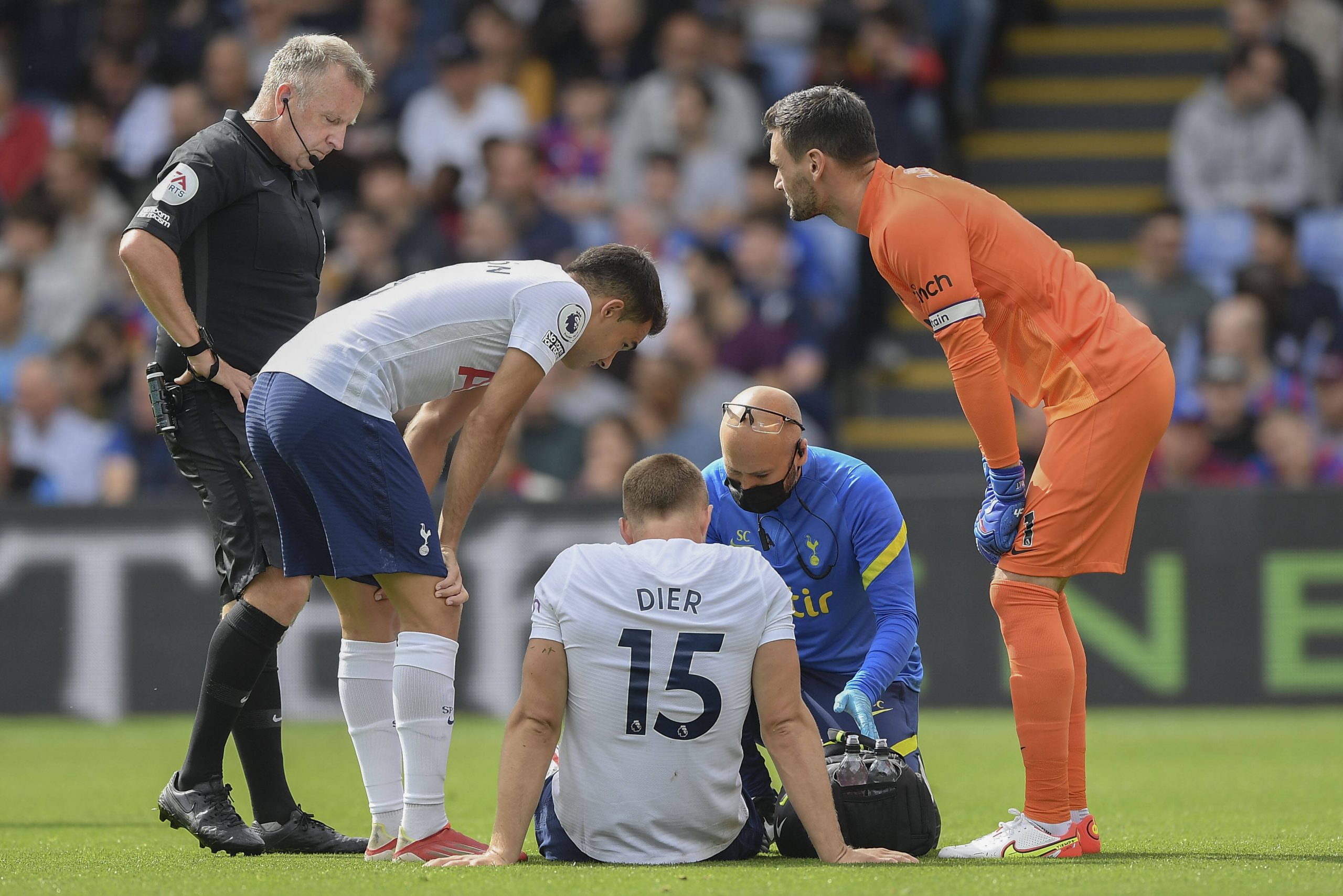 Eric Dier of Tottenham Hotspur on the floor injured during the Premier League match between Crystal Palace and Tottenham Hotspur