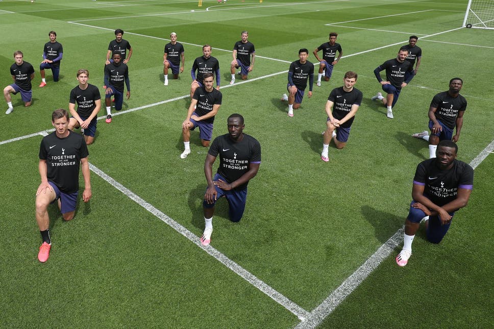 The Tottenham Hotspur squad showing its solidarity for victims of racism