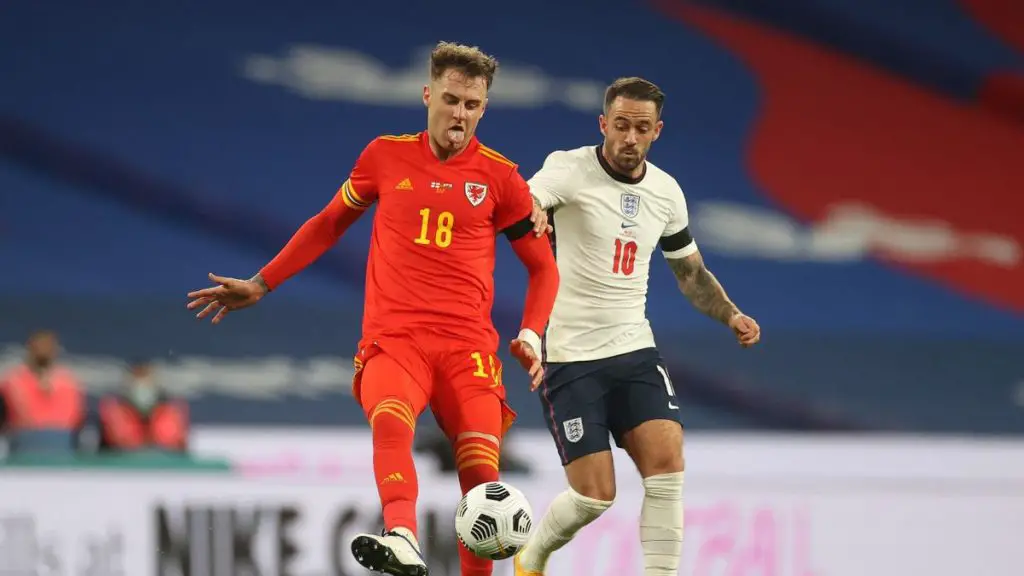 Joe Rodon in action for Wales against England. (Credit: Getty Images)