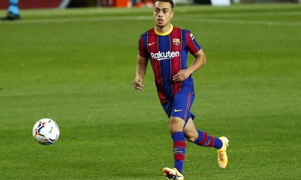Sergino Dest is a transfer target for Tottenham Hotspur. (AP Photo/Joan Monfort)