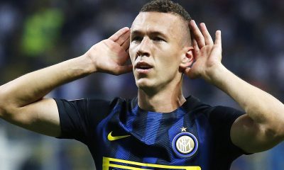 Ivan Perisic during a celebration for Inter Milan. (Credit: Getty Images)