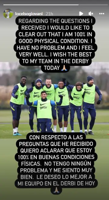 Tottenham Hotspur ace Giovani Lo Celso breaks his silence after Antonio Conte drops him for Chelsea clash.