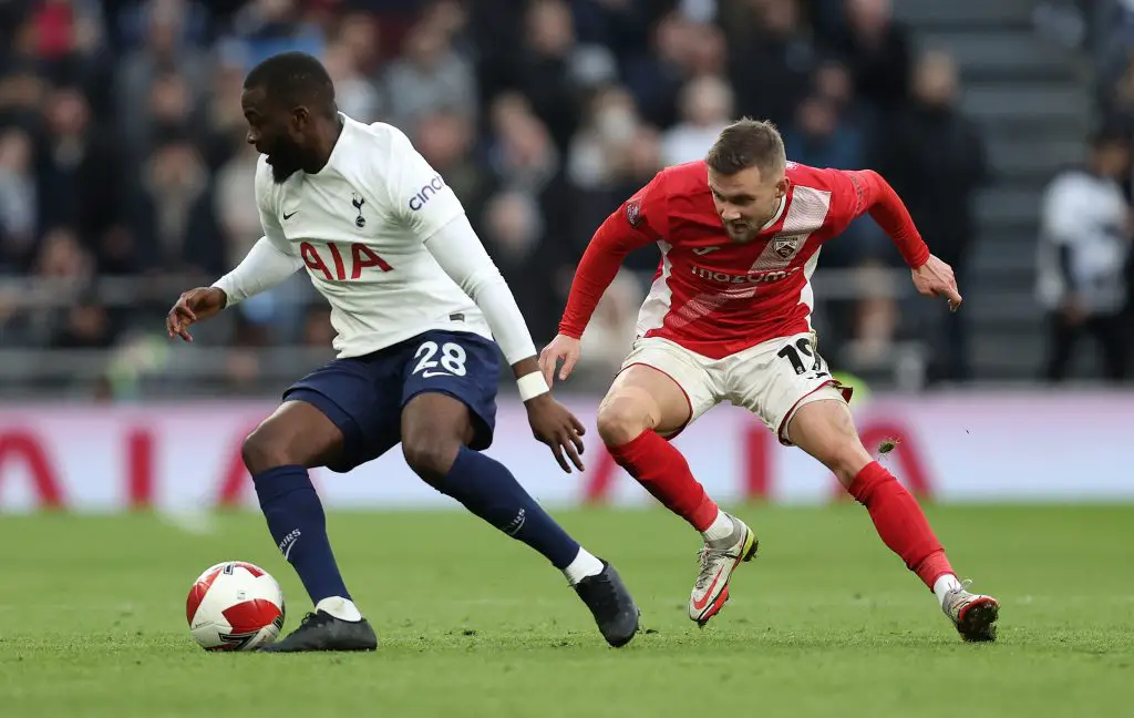 Tanguy Ndombele had a disastrous performance in the FA cup victory against Morecambe. (Photo by Julian Finney/Getty Images)