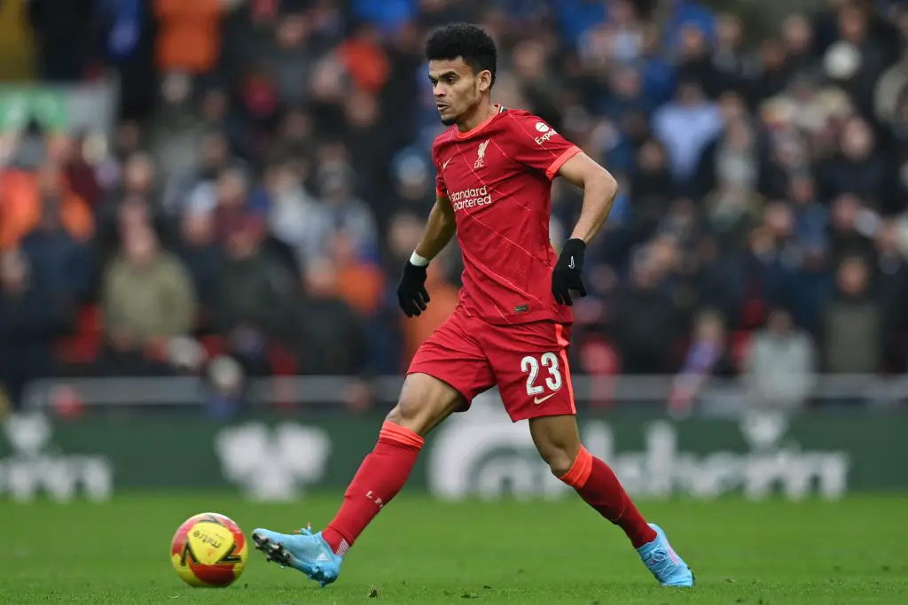 Luis Diaz passes the ball during the English FA Cup fourth round football match.