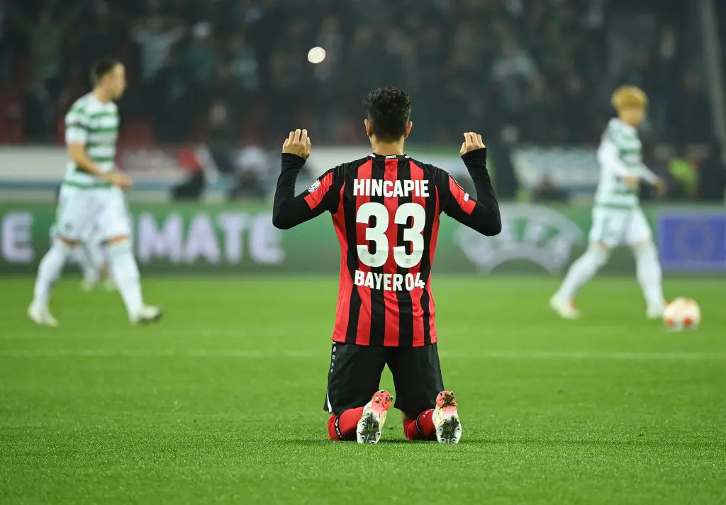 Tottenham Hotspur in pursuit of Bayer Leverkusen centre-back Piero Hincapie.  (Photo by INA FASSBENDER/AFP via Getty Images)