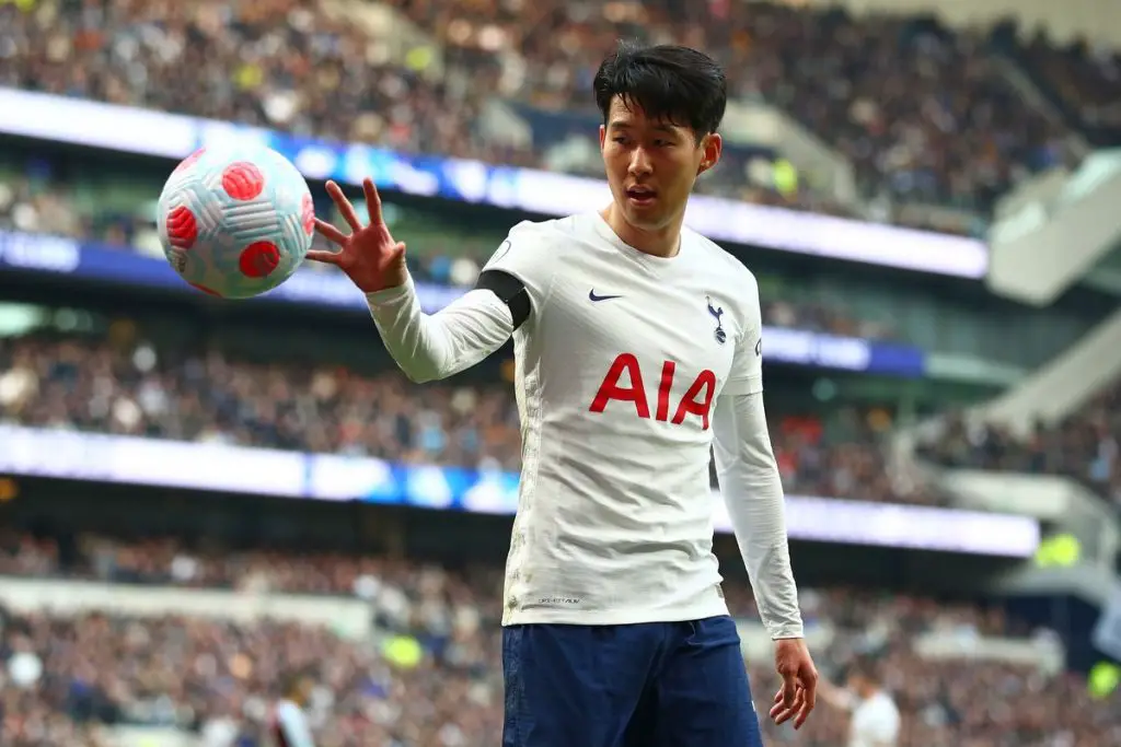 Son Heung-min with the Premier League football.