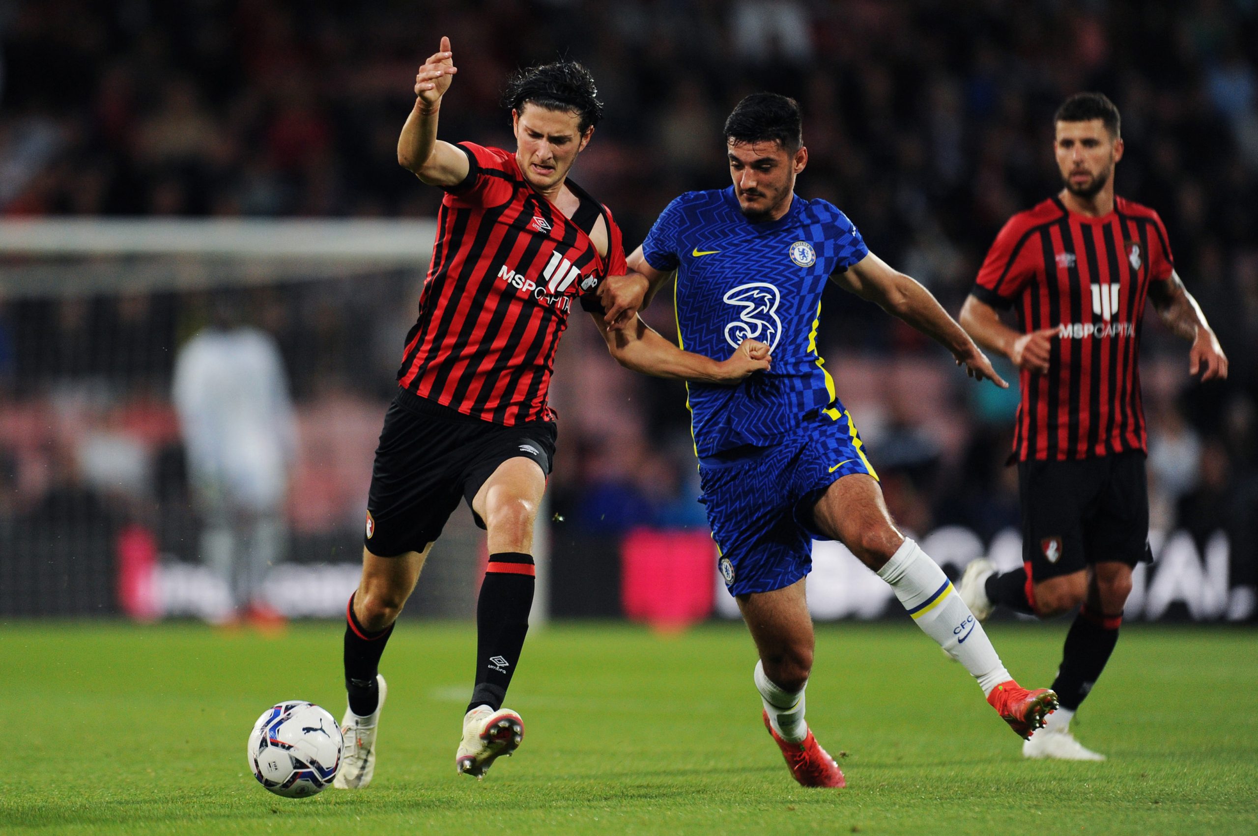 Chelsea's Armando Broja in action against Bournemouth Tottenham Hotspur transfer news.