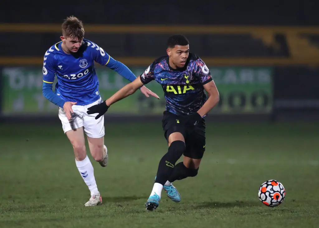 Antonio Conte was full of praise for Dane Scarlett of Tottenham Hotspur after the West Ham win. (Photo by Lewis Storey/Getty Images)