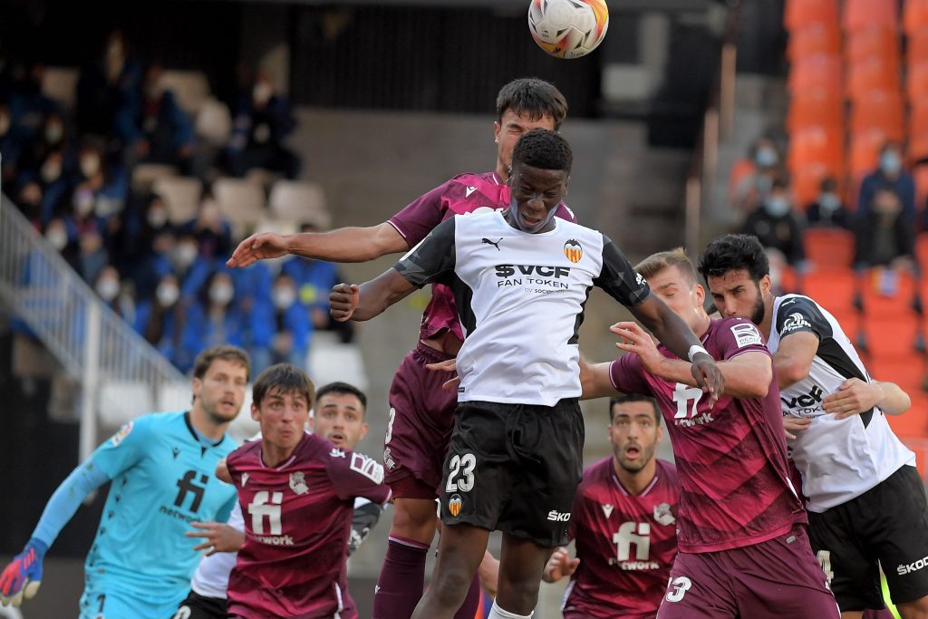 Ilaix Moriba in action for Valencia. (Photo by JOSE JORDAN/AFP via Getty Images)