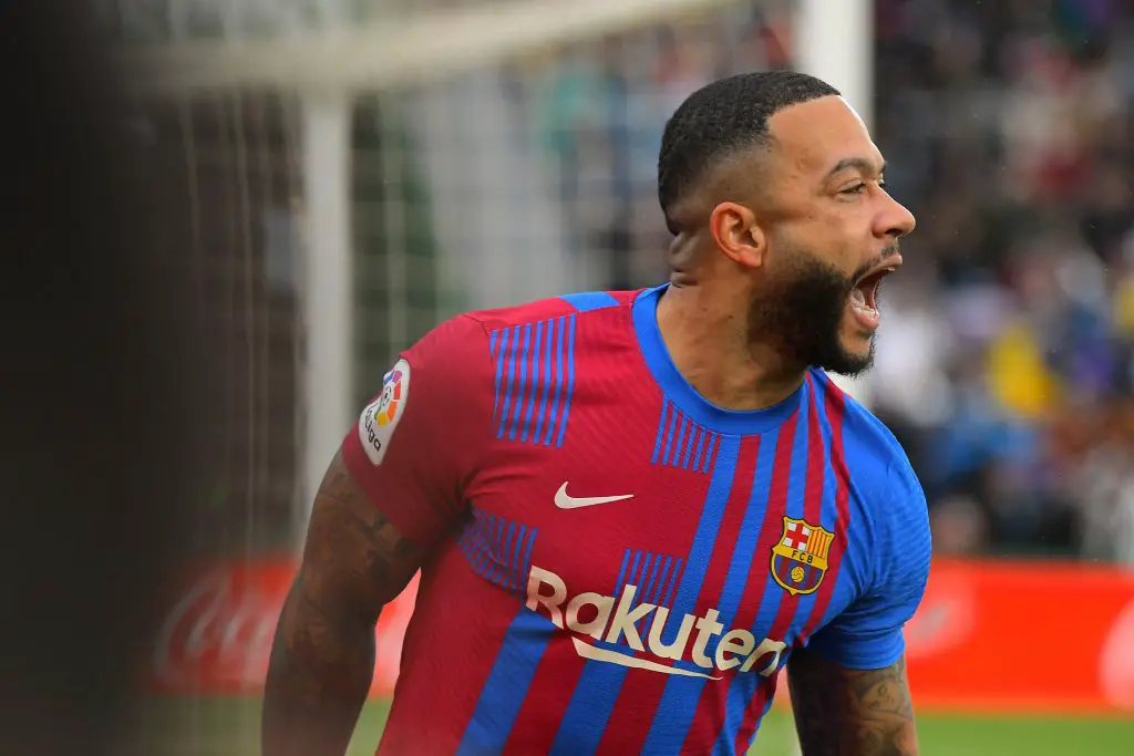 Tottenham Hotspur propose an offer to land Barcelona star Memphis Depay next summer.  (Photo by JOSE JORDAN/AFP via Getty Images)