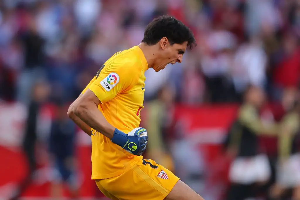 Tottenham Hotspur battle Manchester United for Sevilla goalkeeper Yassine Bounou. (Photo by Fran Santiago/Getty Images)