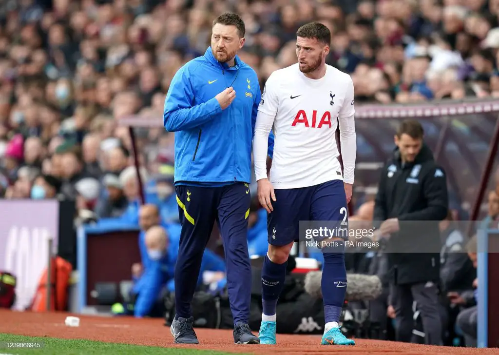 Antonio Conte gives an update regarding Matt Doherty after Tottenham Hotspur defeats Aston Villa. (Photo by Nick Potts/PA Images via Getty Images)
