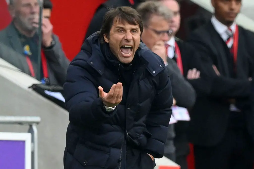 Manager Antonio Conte hardly spoke to his Tottenham Hotspur players after the Brentford game. (Photo by DANIEL LEAL/AFP via Getty Images)