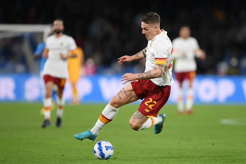 Nicolò Zaniolo of AS Roma during the Serie A match vs SSC Napoli. (Photo by Francesco Pecoraro/Getty Images)