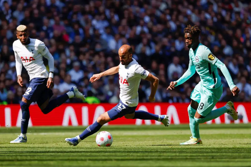Lucas Moura hints at Tottenham Hotspur stay beyond this summer despite game time struggles. (Photo by TOLGA AKMEN/AFP via Getty Images)