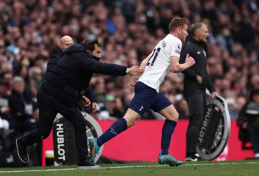 Jermaine Jenas believed Dejan Kulusevski should have been sent off for Tottenham Hotspur. (Photo by Ryan Pierse/Getty Images)