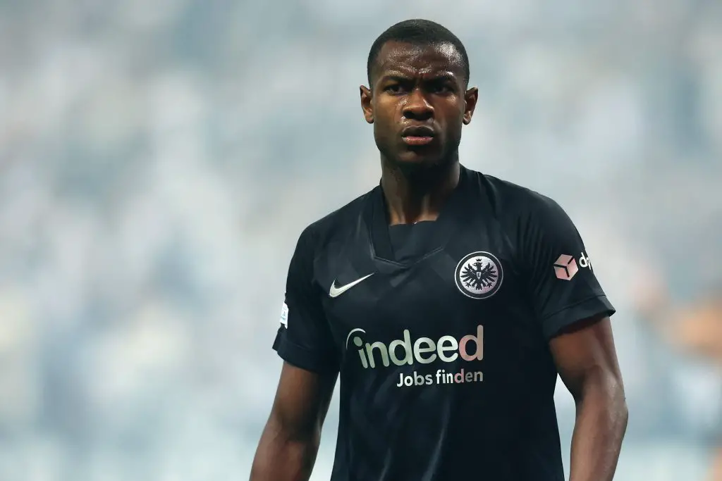 Transfer News: Tottenham battle Man United for Frankfurt star Evan Ndicka. (Photo by Alex Grimm/Getty Images)