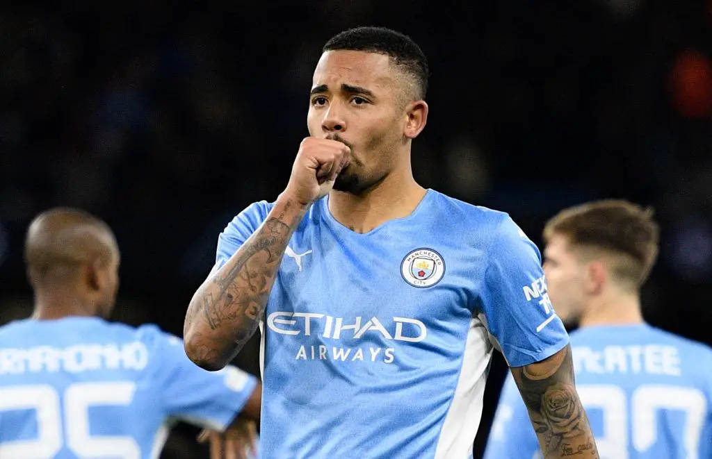 Manchester City star Gabriel Jesus opens up about the future amid Tottenham Hotspur transfer links.  (Photo by OLI SCARFF/AFP via Getty Images)