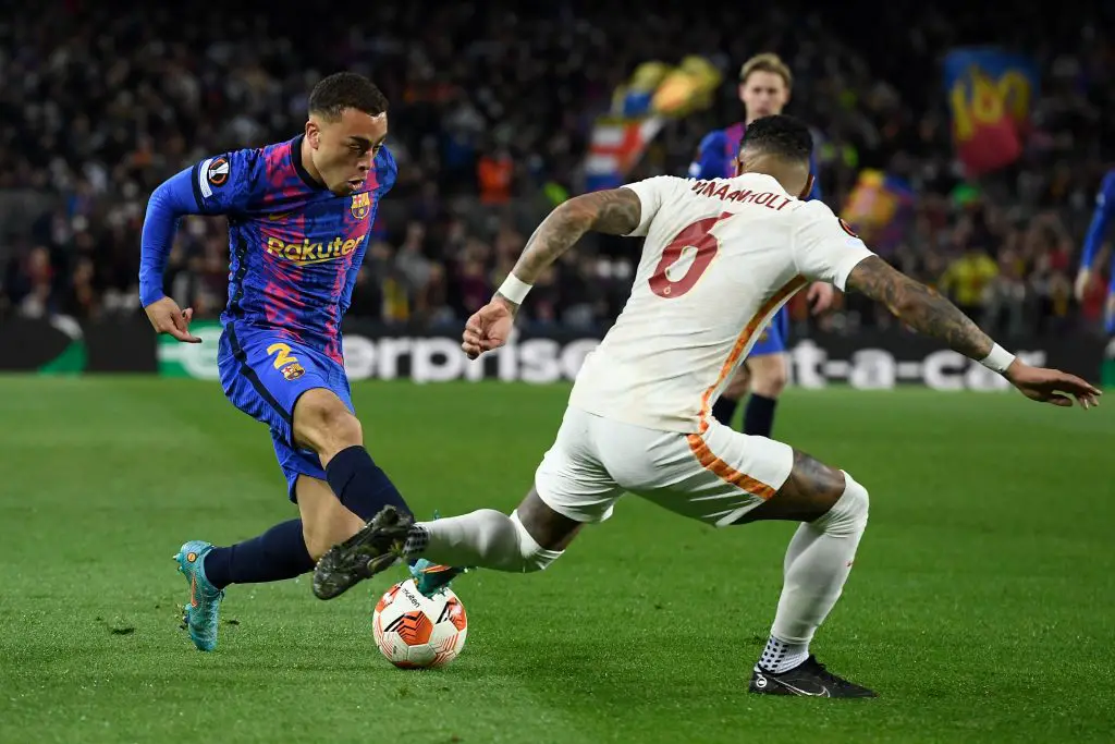 Transfer News: Barcelona right-back Sergino Dest offered to Tottenham Hotspur and Chelsea. (Photo by JOSEP LAGO/AFP via Getty Images)