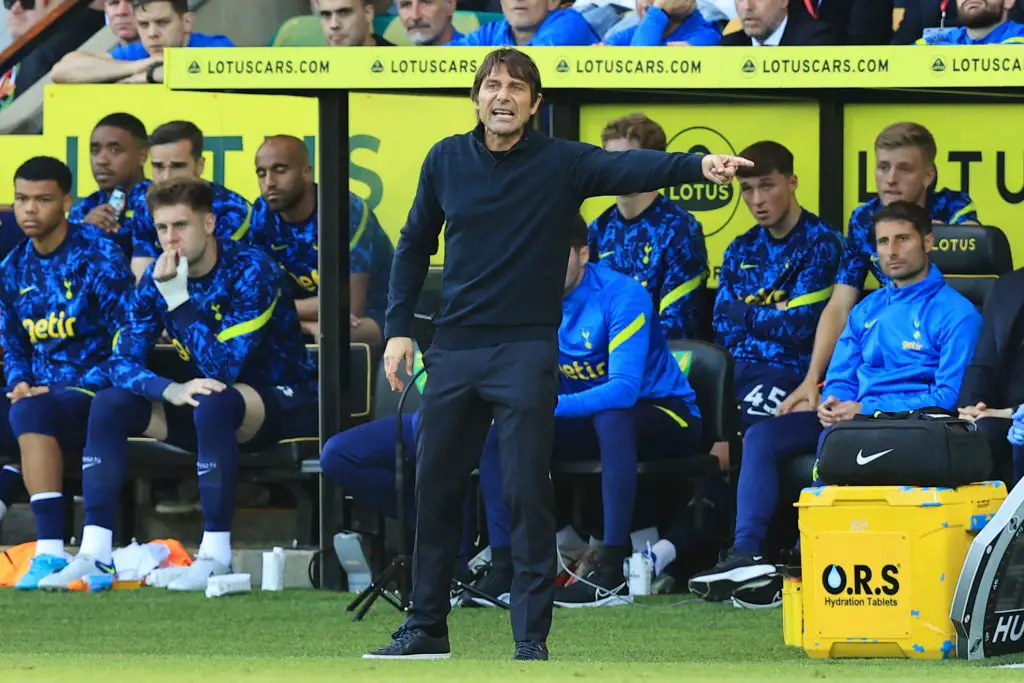 Antonio Conte directing his players from the touchline. (Photo by David Rogers/Getty Images)