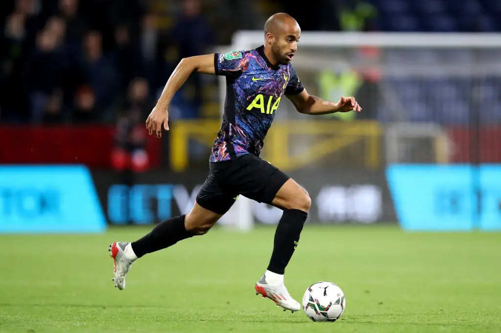 Lucas Moura in action for Tottenham Hotspur. 