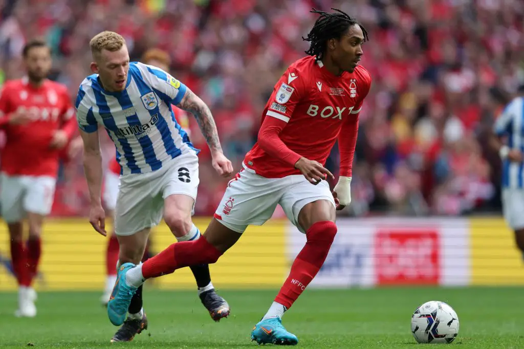 Djed Spence in action for Nottingham Forest last season. (Photo by ADRIAN DENNIS/AFP via Getty Images)