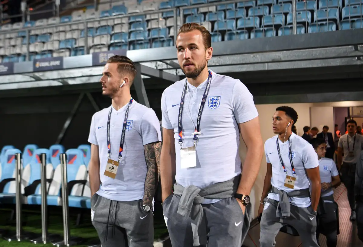 James Maddison and Harry Kane of England.