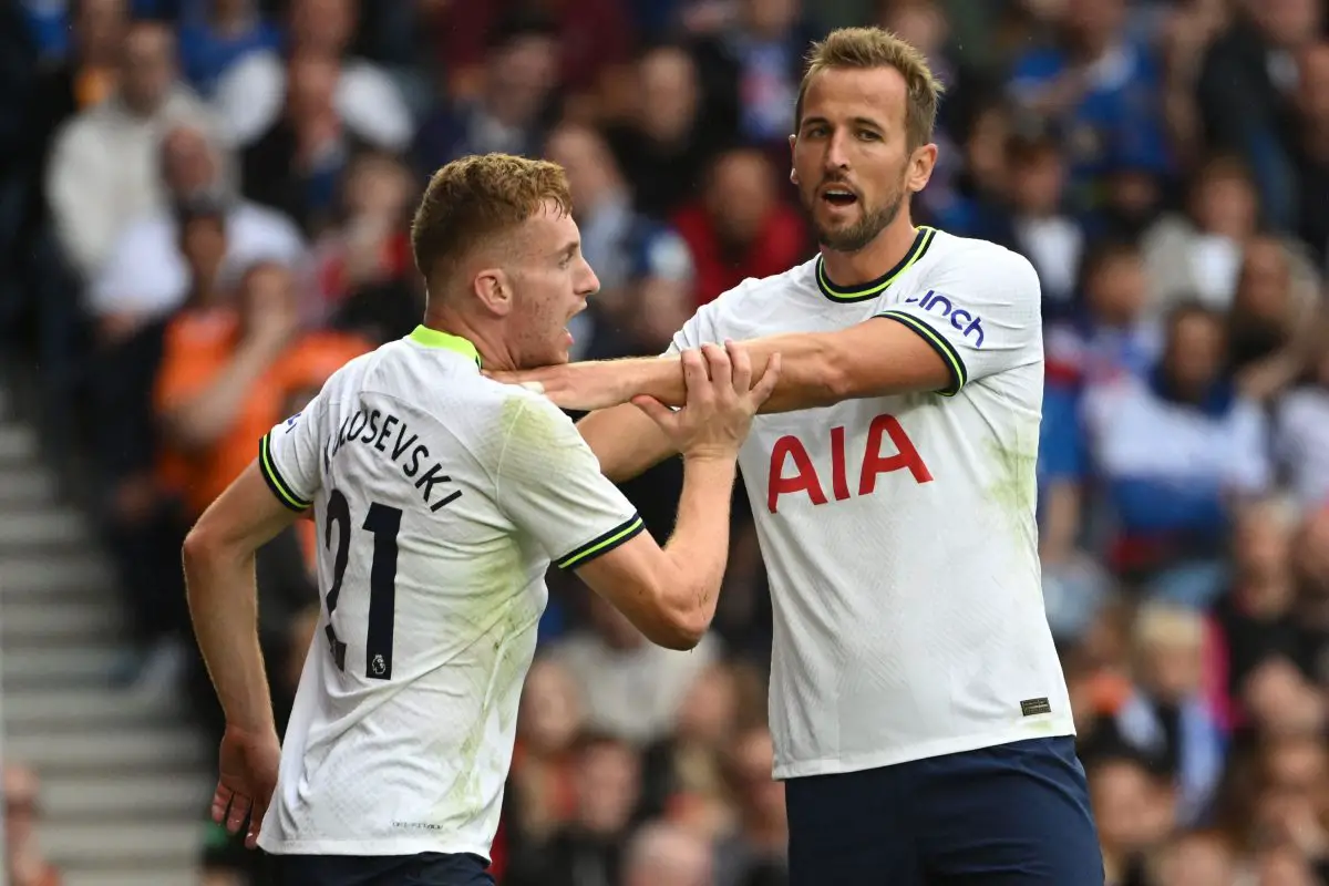 Dejan Kulusevski with Harry Kane at Tottenham Hotspur.