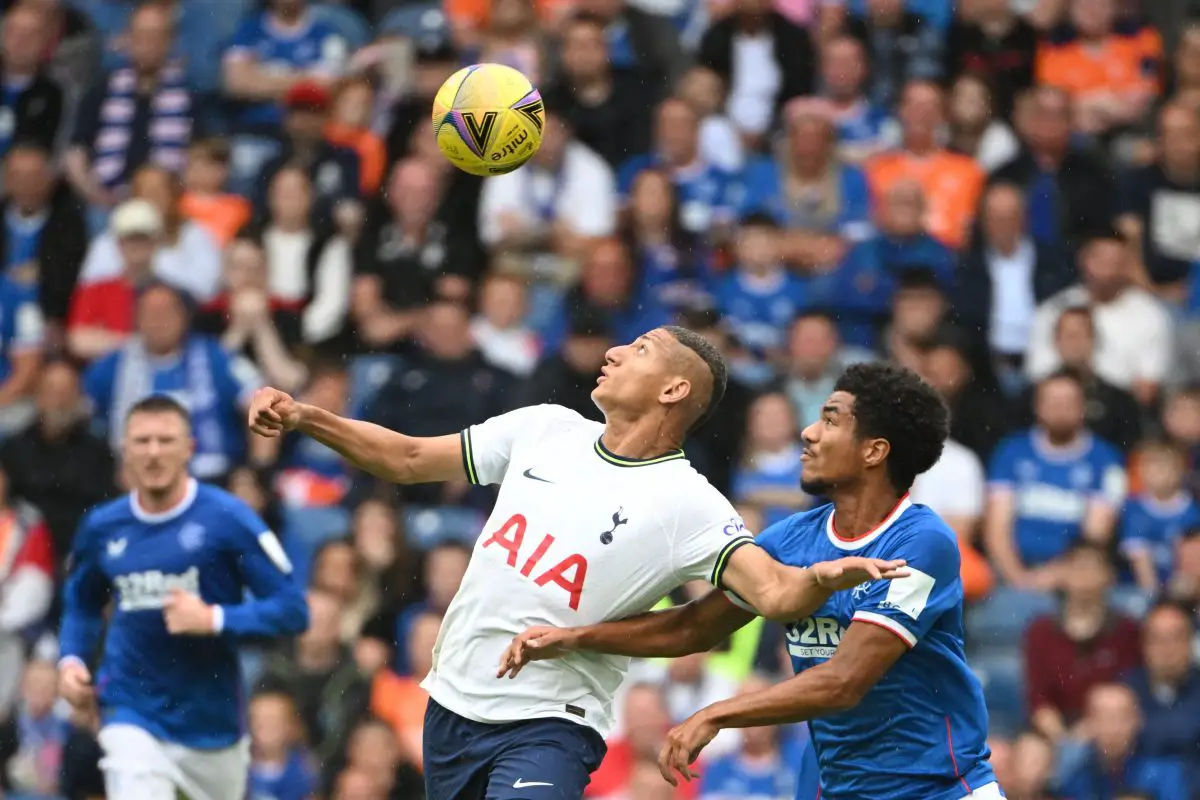 Malik Tillman and Richarlison battle for the ball. (Photo by ANDY BUCHANAN/AFP via Getty Images)