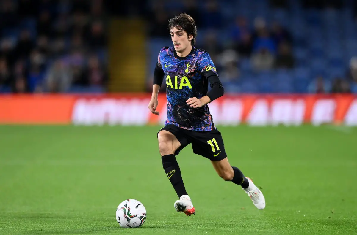 Bryan Gil in action for Tottenham Hotspur. (Photo by Stu Forster/Getty Images)