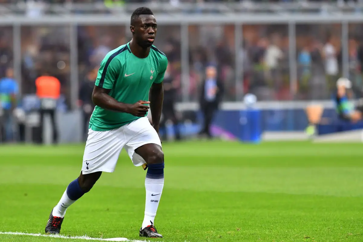 Davinson Sanchez warms up prior to the UEFA Champions League group stage football match against Inter Milan.