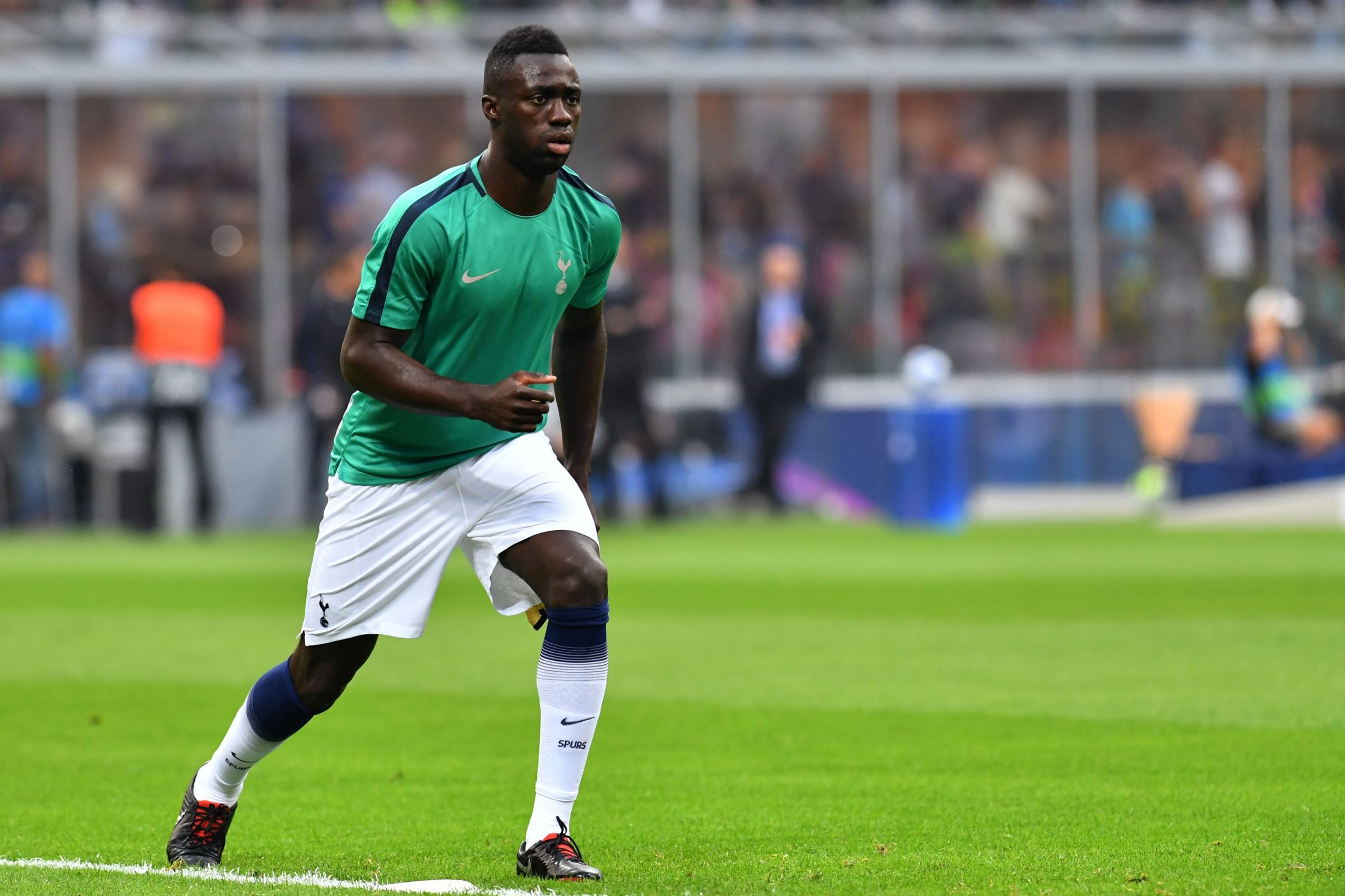 Davinson Sanchez warms up prior to the UEFA Champions League group stage football match against Inter Milan.