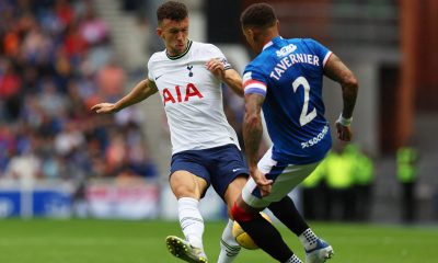 Ivan Perisic in action for Spurs against James Tavernier of Rangers. (Image: @OfficialFPL on Twitter)