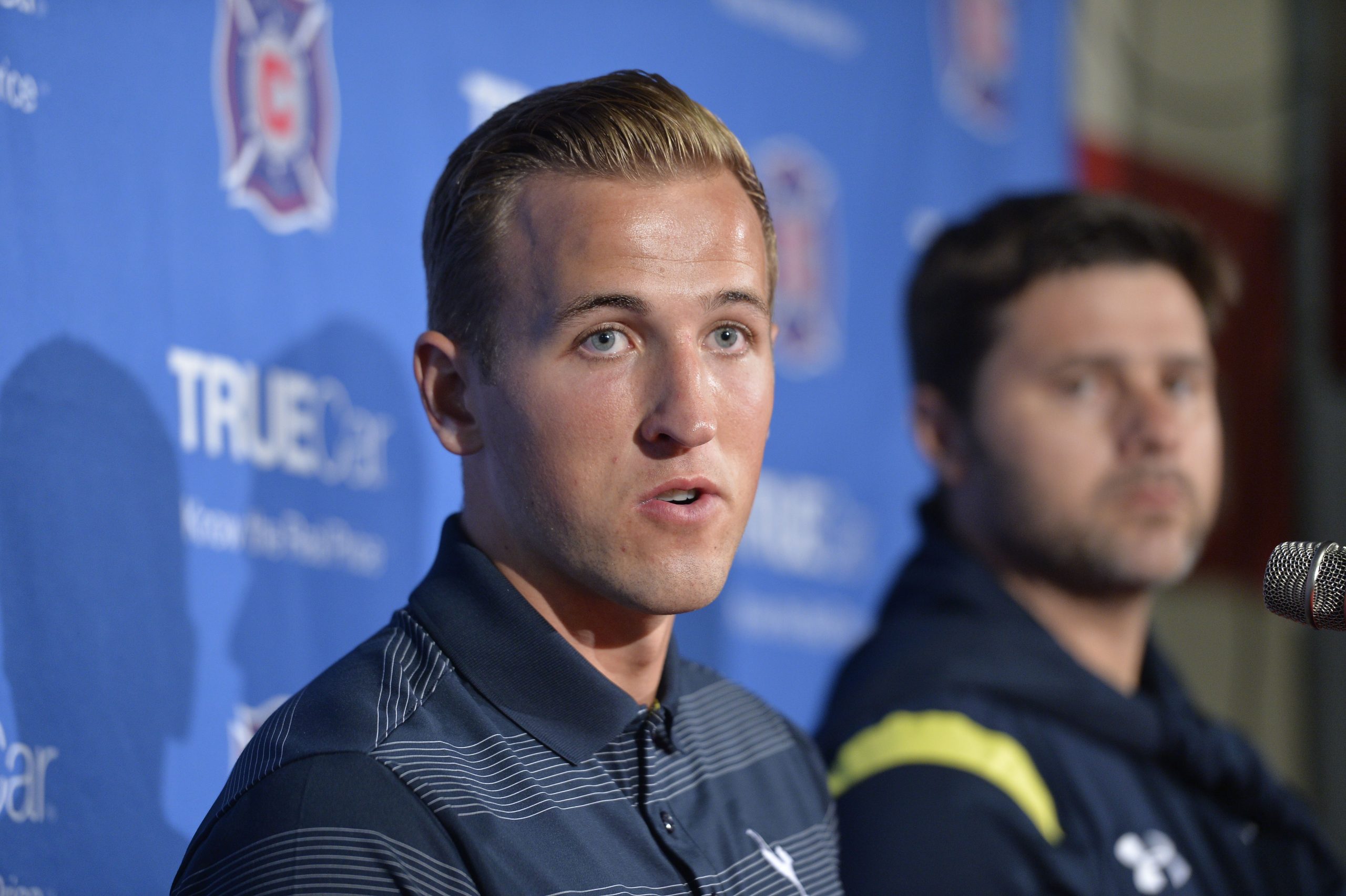 Harry Kane Tottenham Hotspur speaks at a press conference after 2-0 win against MLS side Chicago Fire in 2014.