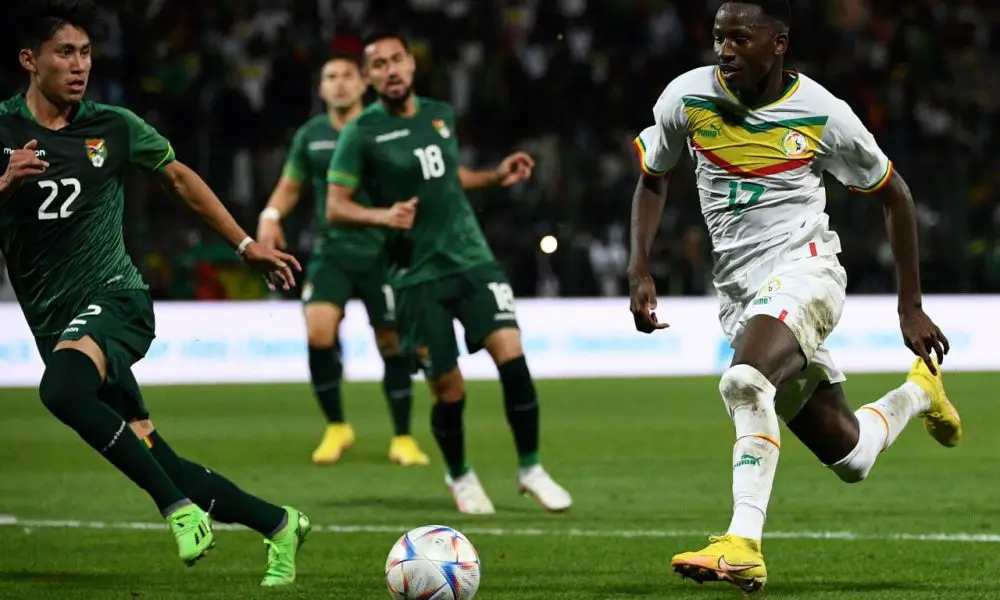 Tottenham Hotspur's Pape Sarr in action for Senegal against Bolivia in a friendly. Miguel Terceros