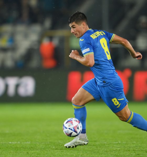 Ruslan Malinovskyi of Ukraine in the 0-0 Nations League draw against Scotland in September 2022.