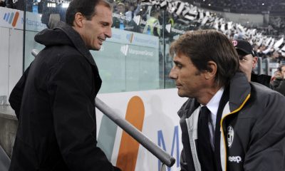 Massimiliano Allegri with then Juventus manager, Antonio Conte.
