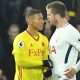 Richarlison during his time at Watford, squaring up to Tottenham Hotspur's Eric Dier. (Image: OLLY GREENWOOD/AFP via Getty Images)
