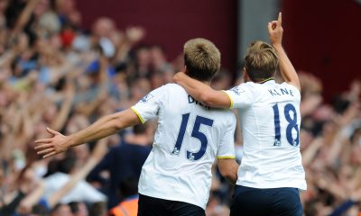 Eric Dier celebrates with Tottenham Hotspur's Harry Kane against West Ham United.