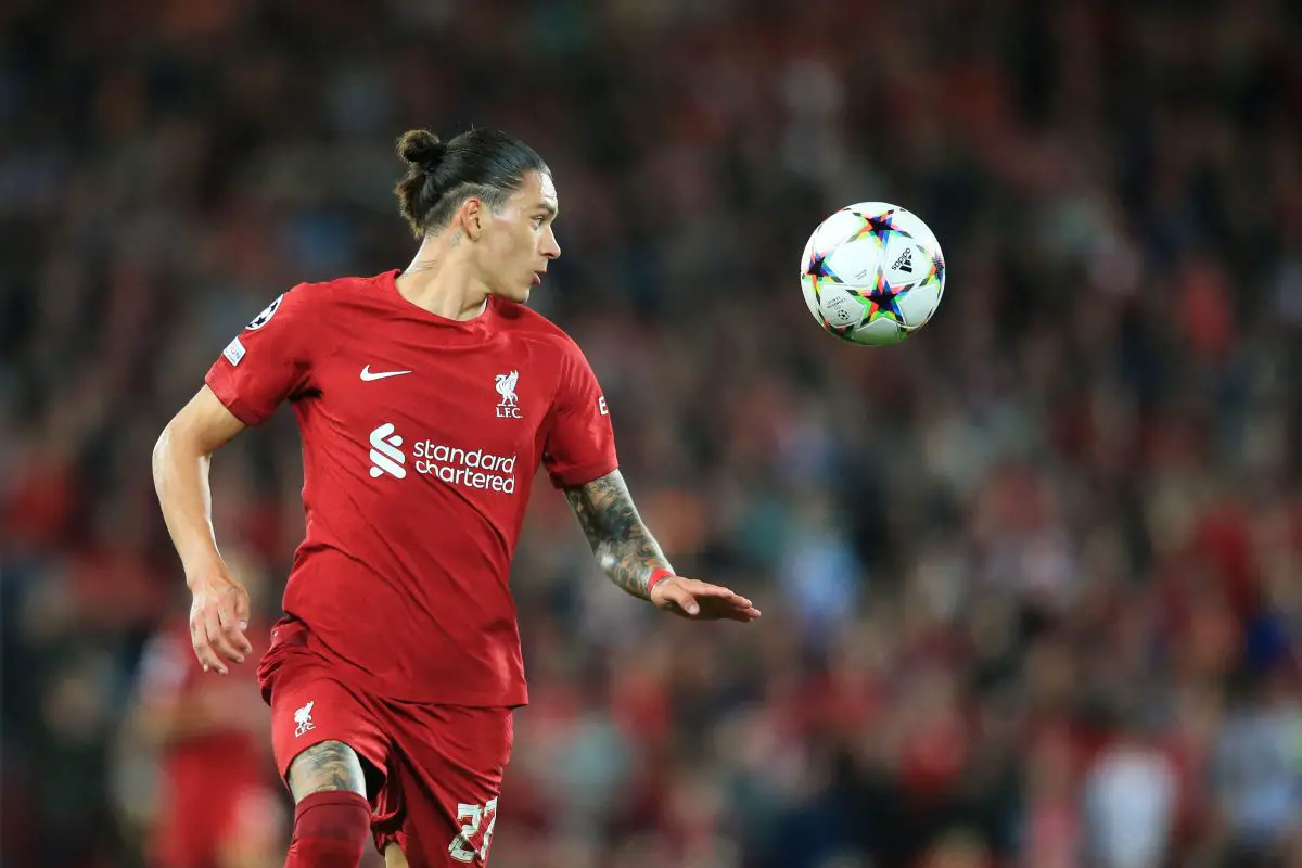 Liverpool striker, Darwin Nunez, in action. (Photo by LINDSEY PARNABY/AFP via Getty Images)